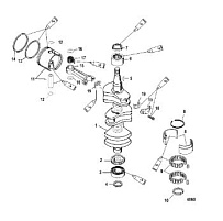 Коленчатый вал, поршни и шатуны 2-Х ТАКТНОГО ПЛМ MERCURY 55 Серийный номер от 0G590000 до 0G760299