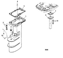 Корпус карданного вала 2-х тактного ПЛМ MERCURY 9.9 MH 169CC Серийный номер от 0N007788 до 0N055109