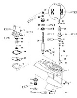 Корпус коробки передач (приводной вал) (1.83: 1 передаточное отношение) 2-Х ТАКТНОГО ПЛМ MERCURY 50EO Серийный номер от 0T980000 до 0T999999
