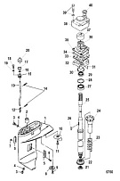 Корпус редуктора, карданный вал (Часть 1) 2-х тактного ПЛМ MERCURY 30 M Серийный номер от 0N055505 и выше