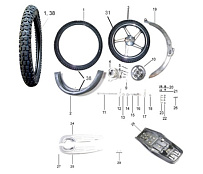 Заднее колесо для мотоцикла Racer RC50/CM48Q Alpha, RC70 Alpha
