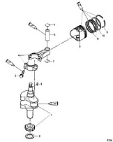 Коленвал, поршни и шатуны 4-Х ТАКТНОГО ПЛМ MERCURY 4 Серийный номер от 0R067090 и выше