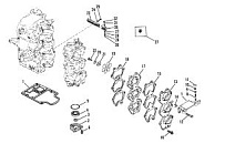 Впускной коллектор и резонатор 2-Х ТАКТНОГО ПЛМ MERCURY 55 Серийный номер от 0D000750 до 0G290584