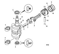 Коленчатый вал, поршни и шатуны 4-Х ТАКТНОГО ПЛМ MERCURY F15 Серийный номер от 1B227000 до 1B727495