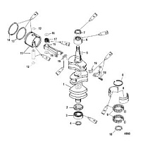 Коленчатый вал, поршни и шатуны 2-Х ТАКТНОГО ПЛМ MERCURY 50EO Серийный номер от 0G760300  до 0T979999