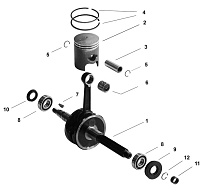 Поршень, коленвал СКУТЕРА STELS VORTEX 50