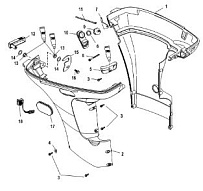 Низ капота 4-Х ТАКТНОГО ПЛМ MERCURY 60 Серийный номер от 1C000001 до 1C050251