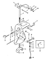 Поворотный кронштейн (короткий) (длинный-0C160935 и ниже) (60EL NOI) (NPT) 2-Х ТАКТНОГО ПЛМ MERCURY 50EO Серийный номер от 0B122930 до 0D000749