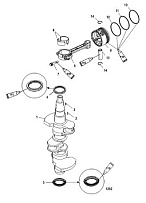 Коленвал, поршни и шатуны 4-Х ТАКТНОГО ПЛМ MERCURY 40 Серийный номер от 0P401000 до 0P515896