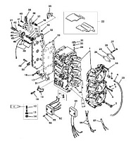 Блок цилиндров (USA-0G127499/BEL-9836632 и ниже) 2-Х ТАКТНОГО ПЛМ MERCURY 75 Серийный номер от 9793577 до 0P016999