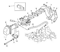 Впускной коллектор 4-Х ТАКТНОГО ПЛМ MERCURY F15 Серийный номер от 1B227000 до 1B727495