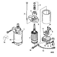 Стартер 2-Х ТАКТНОГО ПЛМ MERCURY 50EO Серийный номер от 0P325500 и выше