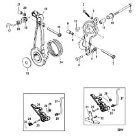 Рычаг дроссельной заслонки и сцепление 2-Х ТАКТНОГО ПЛМ MERCURY 50EO Серийный номер от 9973100 до 0P016999
