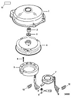 Маховик и статор (электрический) 2-Х ТАКТНОГО ПЛМ MERCURY 55 Серийный номер от 0T980000 и выше