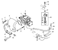 Воздушный глушитель и топливопроводы 2-х тактного ПЛМ MERCURY 9.9 M TMC Серийный номер от 0N059858 и выше