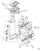 Корпус карданного вала, редуктор 2-х тактного ПЛМ MERCURY 5 M Серийный номер от 0P401000 и выше