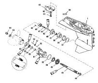 Корпус шестерни, карданный вал, длинный - 2:1 передаточное число 4-Х ТАКТНОГО ПЛМ MERCURY 40 Серийный номер от 0P401000 до 0P515896