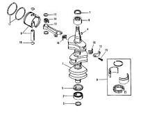 Коленчатый вал, поршни и шатуны 2-Х ТАКТНОГО ПЛМ MERCURY 55 Серийный номер от 9741042 до 9885344