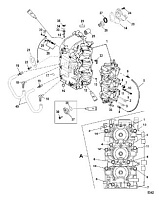 Блок цилиндров и картер 2-Х ТАКТНОГО ПЛМ MERCURY 50EO Серийный номер от 0T980000 до 0T999999