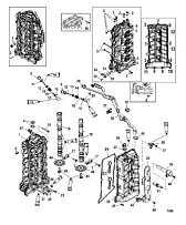 Головка цилиндра и распредвал 4-Х ТАКТНОГО ПЛМ MERCURY 135 Серийный номер от 1B2270001 до 1B381711