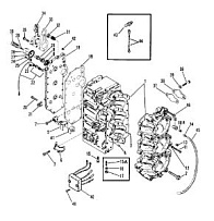 Блок цилиндров и картер 2-Х ТАКТНОГО ПЛМ MERCURY 75 Серийный номер от 9506481 до 9589038