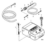Топливный бак (пластик - 6,6 галлона) 2-х тактного ПЛМ MERCURY 30 M Серийный номер от 0N001875 до 0N055504