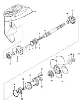 Корпус шестерни, карданный вал-Bigfoot 4-Х ТАКТНОГО ПЛМ MERCURY 9.9 Серийный номер от 0P325500 и выше