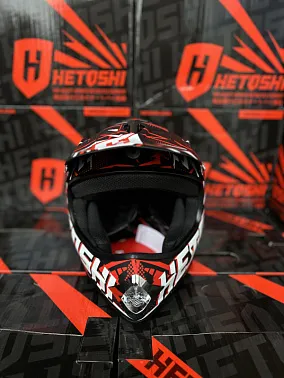 Шлем кроссовый детский HETOSHI MX289 Цв. Красно-черно-белый Матовый р. S