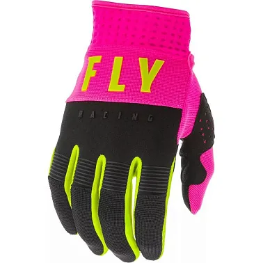 Перчатки FLY RACING F-16 розовые/чёрные/Hi-Vis жёлтые (2020)