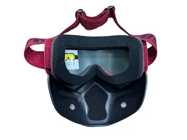 Очки зимние HETOSHI Face Mask FJ05-3-1 (двойное стекло) цв.Черно-вишневый цв.стекла мультипринт