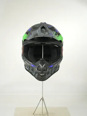 Шлем кроссовый HETOSHI OF836 EXOSS CROSS PRO MX289 цв.Черно-сине-зеленый Матовый р.M