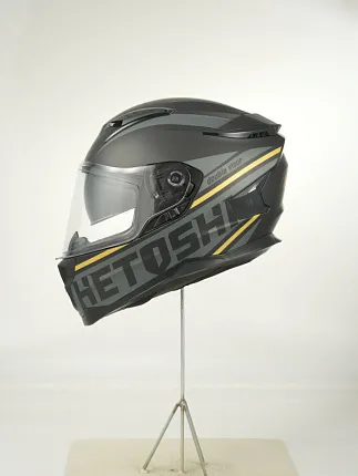 Шлем интеграл HETOSHI FF938 double visor Цв.Черно-серо-золотой Матовый р.XXL