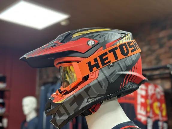 Шлем кроссовый HETOSHI OF836 EXOSS CROSS PRO MX289 цв.Черно-красно-желтый Матовый р.L