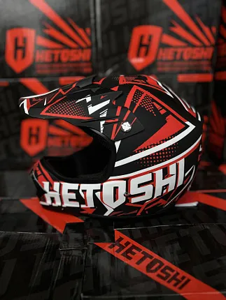 Шлем кроссовый детский HETOSHI MX289 Цв. Красно-черно-белый Матовый р. XL